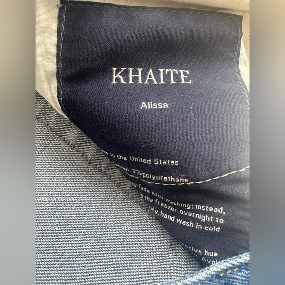 Khaite Alissa Crop Jeans Raw Hem Frayed Cotton Blend Blue Women's Size 28 - Picture 5 of 11